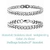 GAUEIOUR 2 Pcs Cuban Link Bracelet,Silver Sturdy Stainless Steel Cuban Link Chain for Men Women Jewelry Set,Figaro Chain Bracelets Franco Wrist for Boyfiend Lover #1