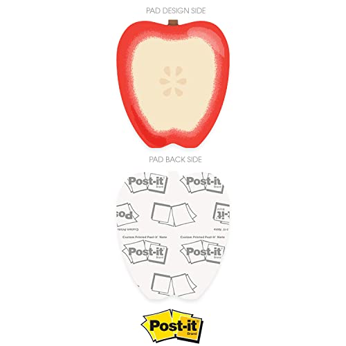 Image of Apple Shaped Sticky Note Pad Assortment / 2 7 /8 inch x 3 1 /4 inch Modern Sticky Notes /Set of Three Teacher Appreciation Sticky Note Pad Designs /Made in USA
