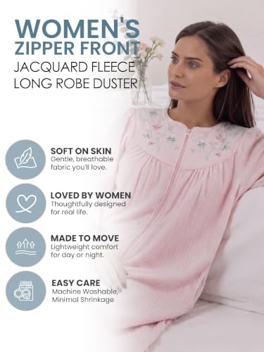 Image of Casual Nights - Jacquard Fleece zip up robes for women | women's house coats with pockets | Duster For Ladies