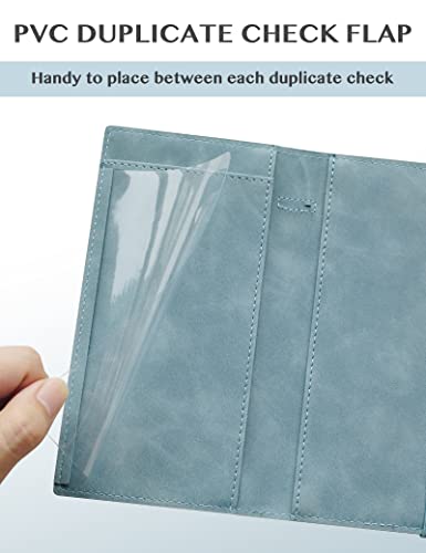Image of Zreal Checkbook Cover for Men & Women Snakeskin Pattern, Blue-Gray, 7.0 x 3.5 x 0.35 inches, Minimalist