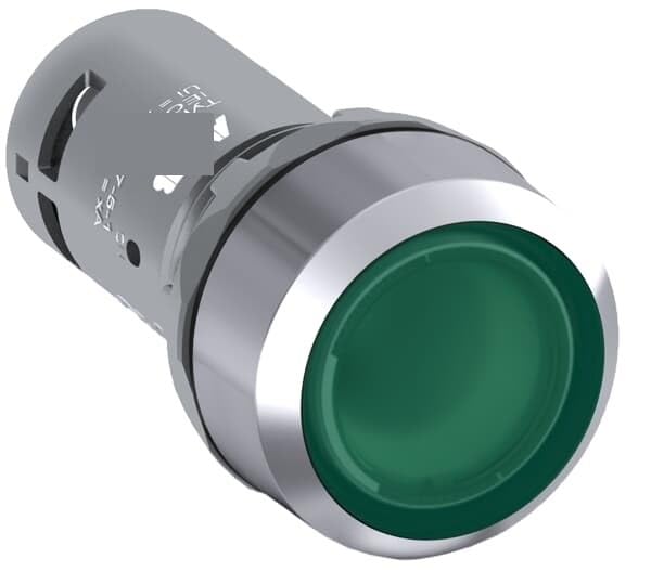 Bouton poussoir instantané 10 pièces, bouton-poussoir compact - encastré - vert, CP1-32G-10 10116170 1SFA619100R3212, lumineux - métal chromé - 1NO