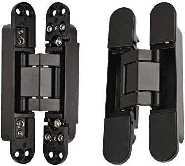 TamBee 6inch Hidden Door Hinges Invisible Hinges Concealed Hinges Zinc Alloy 180 Degree Swing Hinge 3 Way Adjustable Butt Hinge 6 x 2.5 x 1 inch Black (2 Hinges)