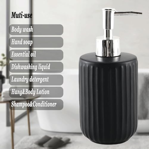 Bathroom Hand Soap Dispenser Decorative Ceramic Striped Soap Dispenser for Hand Soap Lotion Stylish Hand Pump Dispenser Soap Bottle for Kitchen Bathroom Hand Soap Dispenser2