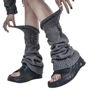 FloralGrace Damen Y2k Strick Stulpen Harajuku Japanische Lange Stiefelsocken Kawaii Lolita Winter