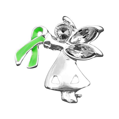 Fundraising For A Cause | Green Ribbon Angel Pins - Green Awareness Angel by My Side Pins for Cerebral Palsy, Mental Health, Bipolar Disorder, Organ Donation, Liver Cancer & Event Promotions green Cover