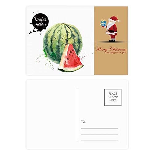 Cartes postales de père Noël avec pastèque en lot de 20 pour vos vœux d'été