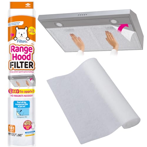 Easy Apply Range Hood Filter - Universal Size (141inches) Peel & Stick Replaceable FILTAN Made in Japan