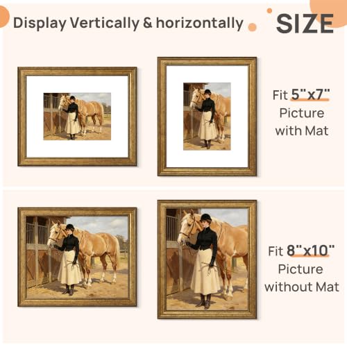 Image of upsimples 8x10 Picture Frame, Vintage Frames Decor, 1Pack Bronze | Fit 5x7 and 8 x 10 Photo, Wall or Tabletop Display, Antique-style Decoration, Rustic Farmhouse Decor, For Weddings