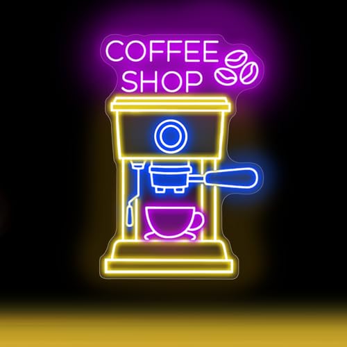 Image of Coffee Shop Neon Sign Coffee Maker LED Light Neon Sign for House Neon Light Restaurant Logo Sign Cafe Bar LED Sign For bar Business Club Party Home Bar Decoration 21 inch x 14 inch