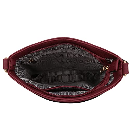 Image of Medium Size Solid Modern Classic Crossbody Bag with Gold Plate