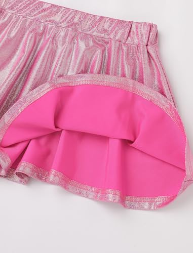 Image of Girls Metallic Sparkly Crop Top and Ruffle Mini Skirt Rave Party Jazz Dance Circus Performance Outfit