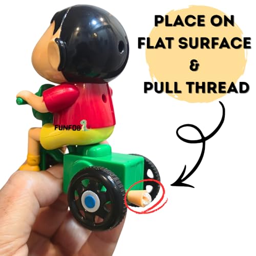 Image of FUNFOB Shinchan Moving Toy | Shinchan Action Figure Length-10cm PVC Multicolour | Shin-chan - Cycle Moving