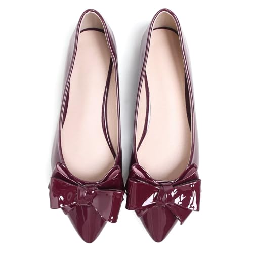 Image of TN TANGNEST Flats Shoes Women Comfort Casual Loafers | Classic Pointed Toe Bowknot Flats Cute Slip On Flats, Wear to Work Travel Walk