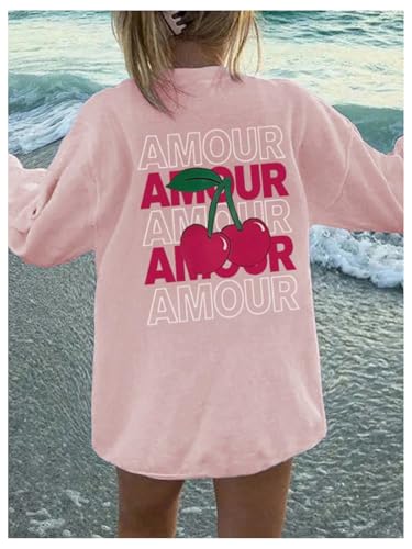 Image of SweatyRocks Girl's Bow Graphic Shirts Long Sleeve Crew Neck Tops Casual Cute Tee Tween Clothes