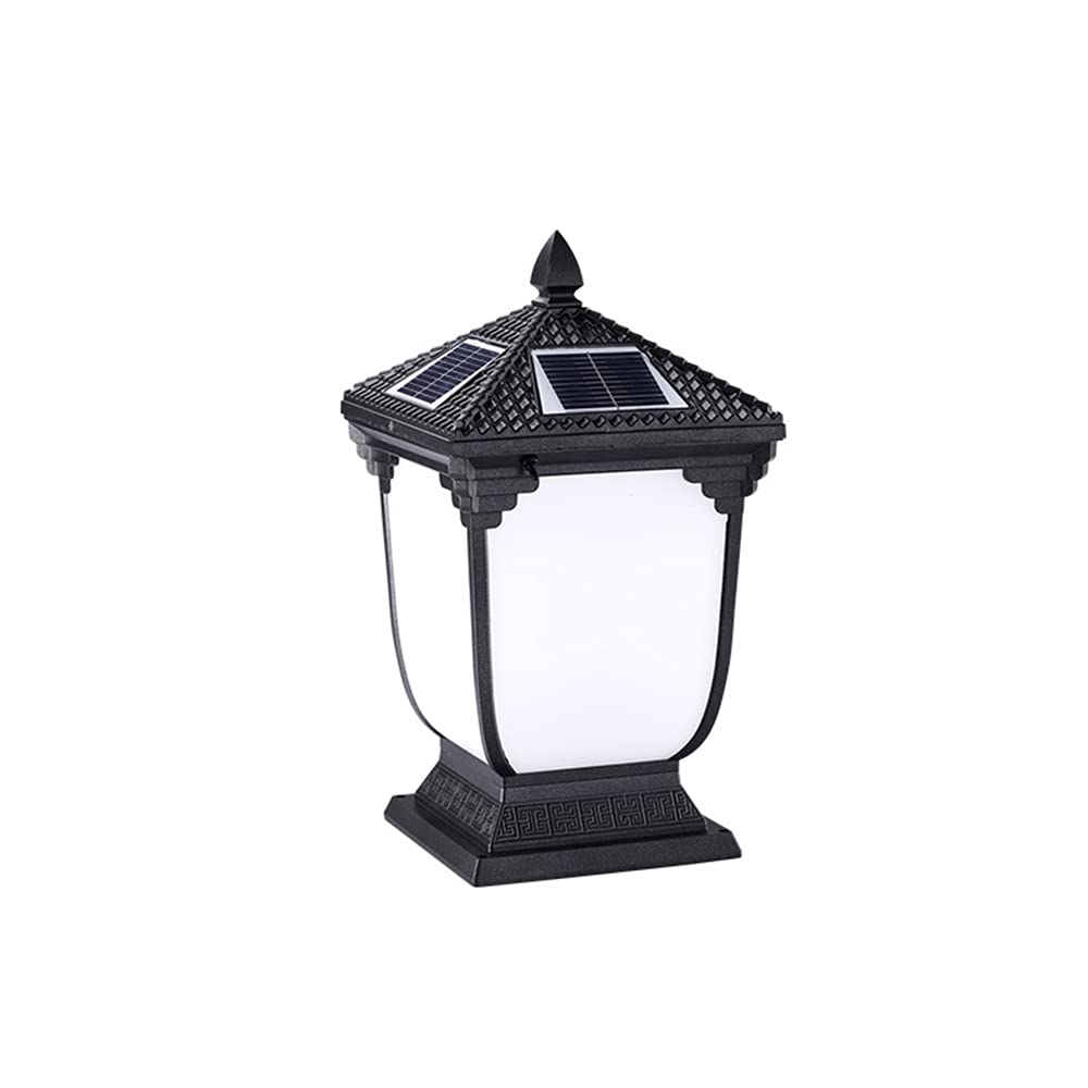Lampe pilier solaire vintage LED IP55 étanche IP55 en aluminium acrylique simple pour couloir extérieur lumière chaude noire 25/43 cm terrasse patio