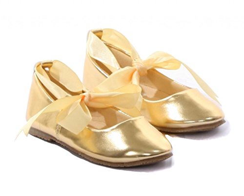 iGirlDress Dazzling Ballerina Flats Shoes with Satin Ribbon Ties