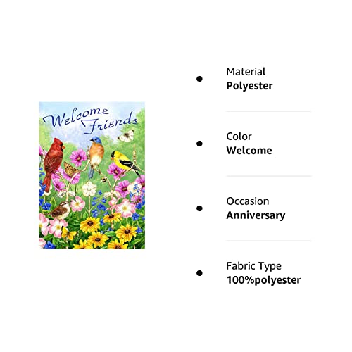 Alaza Welcome Friends Birds Flowers Butterfly Double Sided House Flag Garden Banner 28" X 40", Summer Spring Flowers Daisy Hummingbirds Garden Flags For Anniversary Yard Outdoor Decoration #TOP5