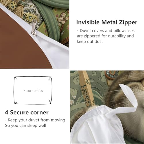 Housse de couette chat 240x260 finie la couette qui glisse grâce à la fermeture éclair intégrée