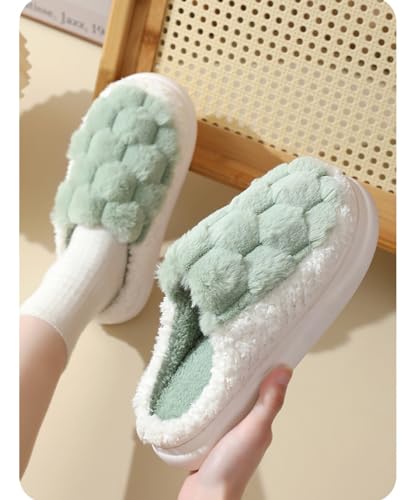 HANDKEI Women's Slippers Non slip Plush Plush Slippers Couple Indoor Home Slippers3