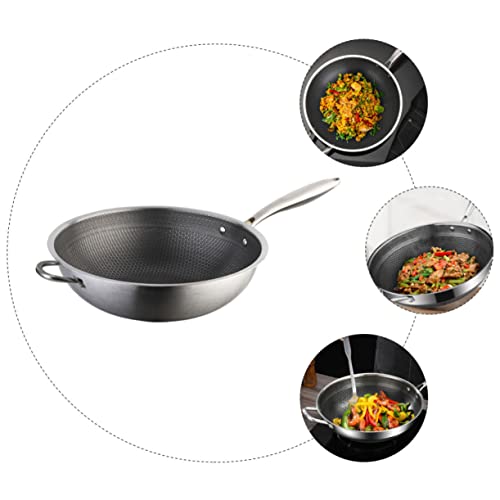 Wok de acero inoxidable con diseño panal y doble asa miniatura 6