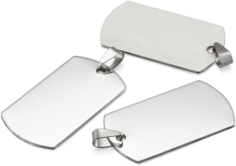 50pcs 201 Stainless Steel Rectangle Blank Stamping Tag Pendants on Bail Supplies for DIY Necklace Making