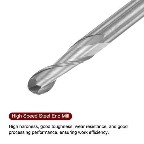 Image of HARFINGTON Ball Nose End Mill 6mm Diameter 22mm Cutting Length 6mm Shank High Speed Steel 2 Flutes Spiral Upcut CNC Router Bits