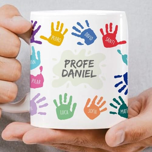 Personalised Mug with Names and Text Hands Colours. Original Gift...