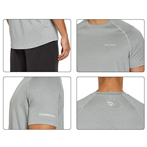 image for BALEAF Men's Quick Dry Short Sleeve T-Shirt Running Workout Shirts Gre