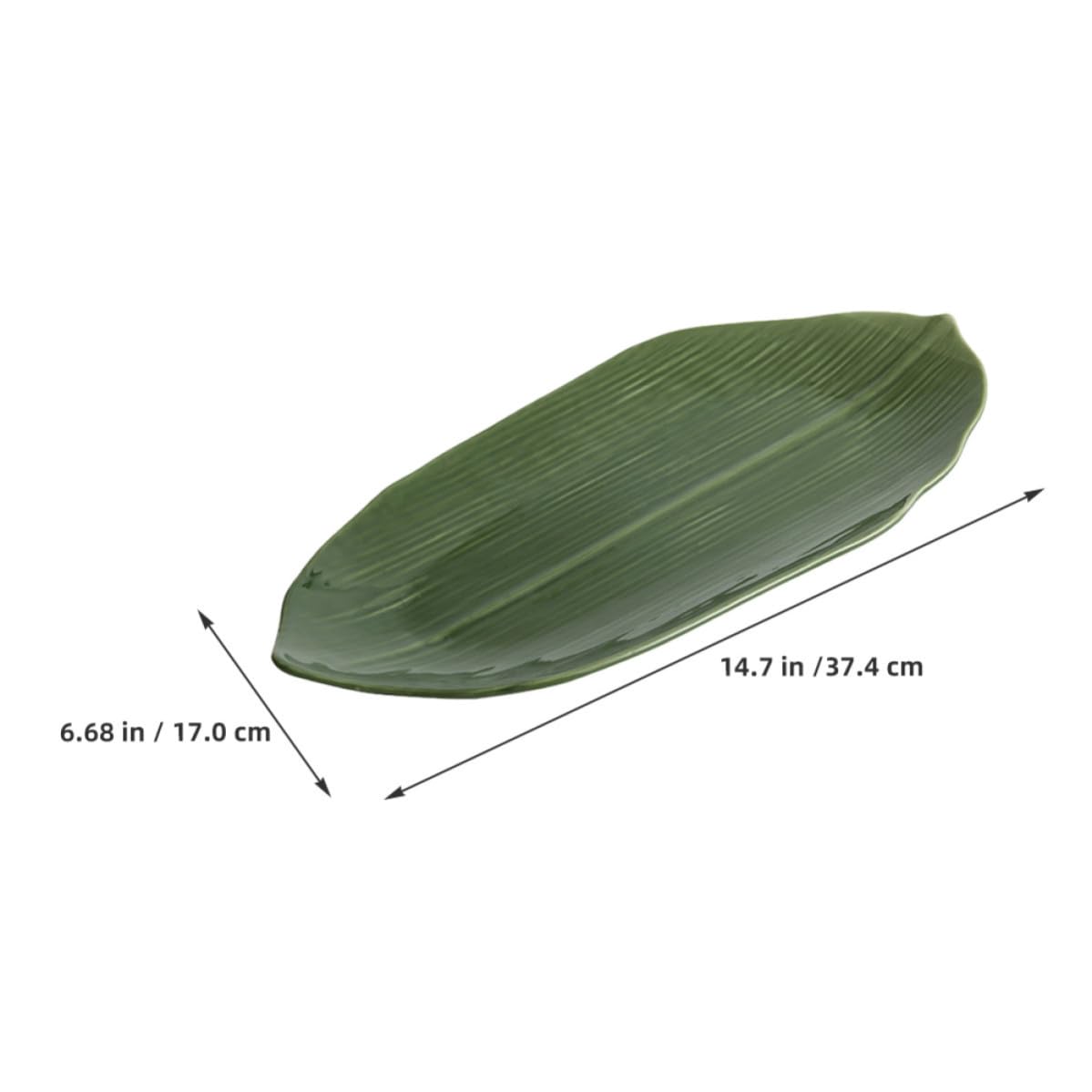 Assiette à Sushi Facile à Nettoyer Forme Feuille Naturelle en Céramique Verte 37cm pour Service Alimentaire Restaurants et Hôtels