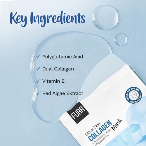 Image of FURR Korean Glass Skin Collagen Mask | Glow Up In 2 Hours | Deep Hydration, Barrier Repair, Moisture Lock | Plant & Marine Collagen | Overnight Face Mask Sheet
