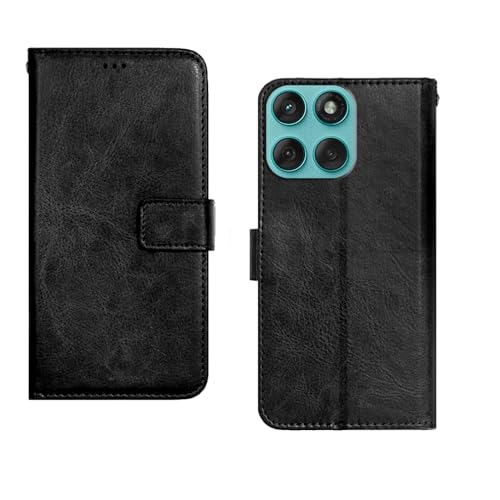 Image of amazon basics Moto Edge 60 Fusion 5G Flip Cover | Card Pockets Wallet & Stand | Flip Cover for Moto Edge 60 Fusion 5G (Black)