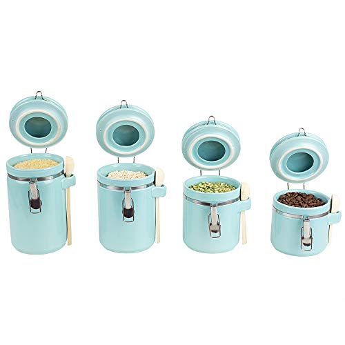 Home Basics 4PC Ceramic Canister Set W/Spoon (Turquoise)