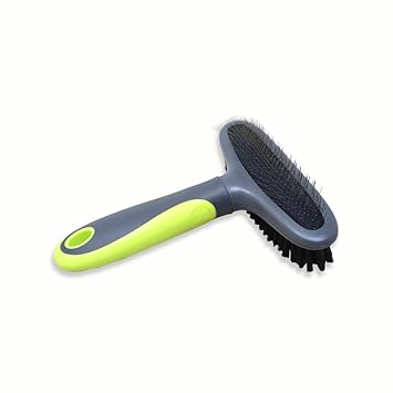 Grooming & Cleaning Double Sided Slicker Brush with Soft Grip Handle for Small Large Dogs and Cats (2 in 1)