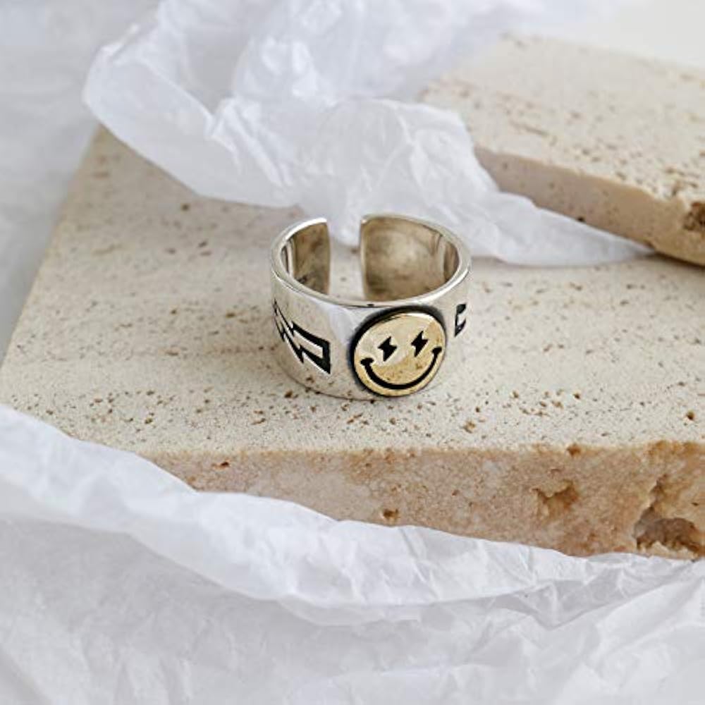 Smiley ring 13号 KIKICHIC | NYC | Happy Smiley Face Tik Tok Ring Sterling