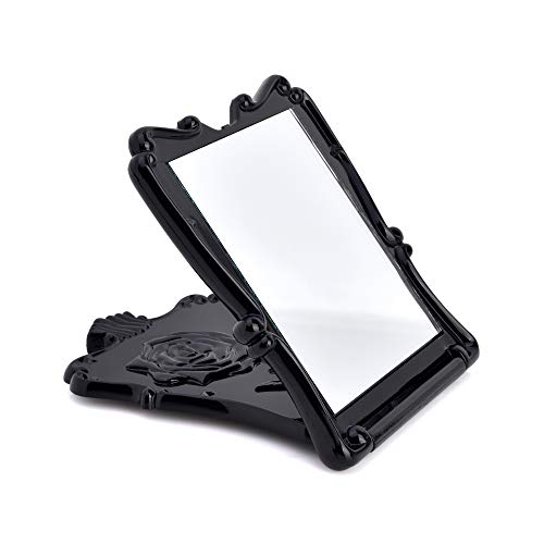 Espejo compacto de maquillaje portátil negro miniatura 5