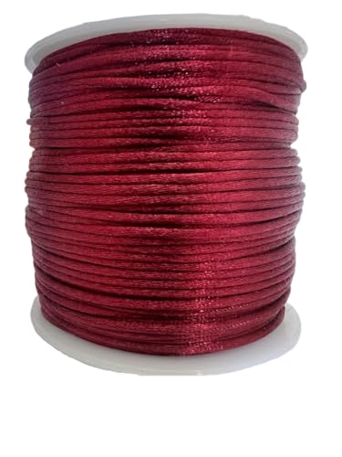 Rolo Cordão Fio De Cetim Seda Rabo De Rato 1mm 50m (Bordô 038)