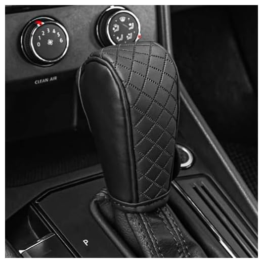 QKYS Leather Car Gear Shift Knob Cover, Upgraded Anti-Slip Design Stick Shift Knob Cover, Universal Durable Car Decorative Accessories Shifter Stick Protector Suitable for Cars,Trucks,SUVs (Black)