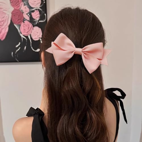 TseanYi Grampos de cabelo grandes, cauda de laço, presilhas de cabelo de cetim, fita rosa, nós, gram