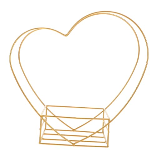 SHINEOFI Soporte Metálico Para Flores De Hierro Pequeño Cesta Portátil Para Jardín y Bodas, Estante Para Exhibir Ramos y Arreglos Diy En Color Negro Diseño De Corazón