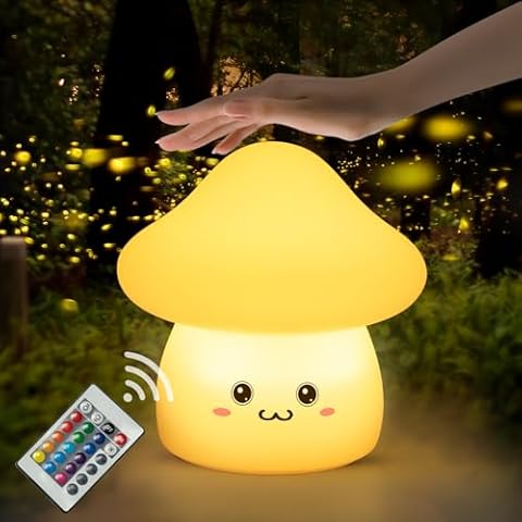 Mushroom Night Light Silicone Toddler Night Light, Pat Baby Night Light, Rechargeable Kids Night Light, Breastfeeding Night Light for Baby Nursery, Cute Night Light for Kids, Mushroom Lamp for Bedroom Cover