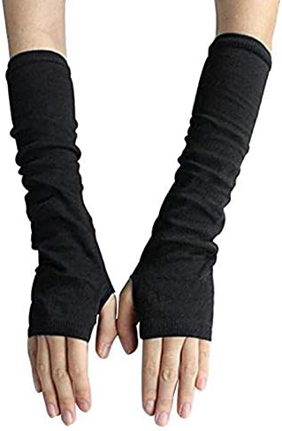 UPSTORE Fingerless Elastic Arm Sleeve Winter Warmer Armsleeve Cuff for Ladies Women Girl Color Light Grey (Black)