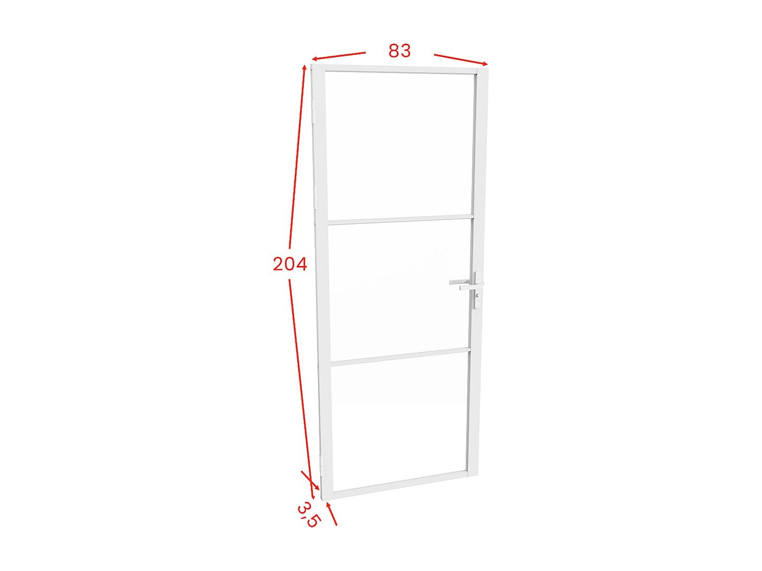 Vente-unique - Bloque de puerta reversible de aluminio y cristal templado – 204 x 83 cm – Blanco – Maseru