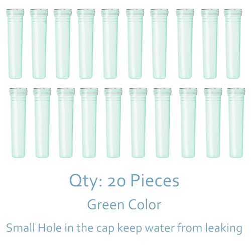 Image of JFFX Floral Water Tubes, 2.8 Inch, Green Color, 20 Pcs | Plastic Flower Vials with Caps for Flower Arrangement Decoration, Bouquet Accessories, Florist Supplies