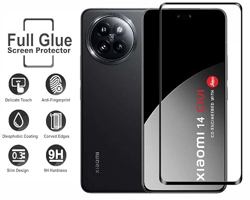 Image of eZell Tempered Glass (Curved) compatible for XIAOMI 14 CIVI, Sensitive touch, Edge to Edge Coverage Full Screen protector with Dry & Wet Wipes