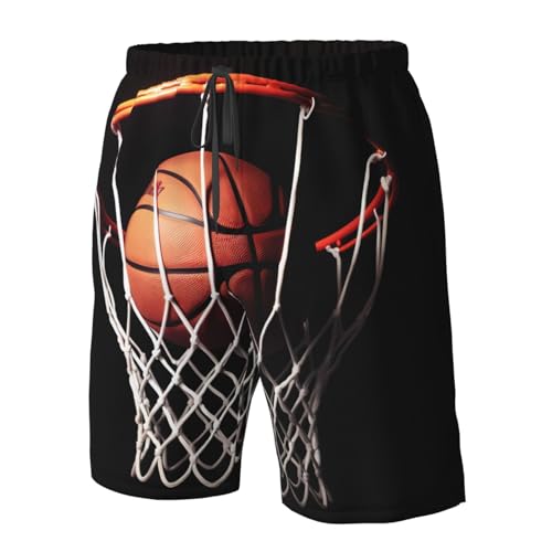 Basketball Men's Swim Trunks Quick Dry Board Shorts with Pockets Casual Drawstring Beach Shorts4
