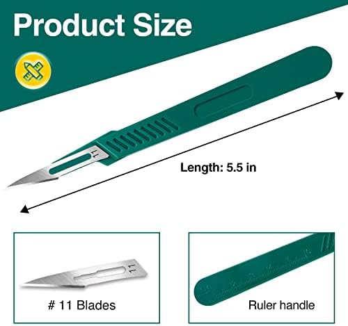 Miniatura 2 de 10 PCS Cuchillas de Bisturí con Bisturíes #11 Cuchillas Quirúrgicas, Cuchillas Desechables con Cubierta Protectora, Cuchilla de