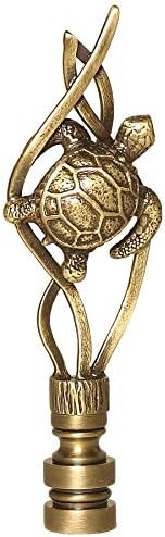 Corbase VHOB Antique Brass Turtle Lamp Shade Finial Turtle in Seagrass Antiqued Gold Tall Grass Light Topper