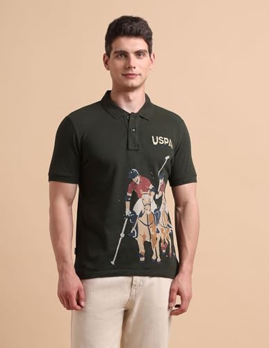 Image of U.S. Polo ASSN. Printed Polo T Shirts for Men - 100% Cotton, Half Sleeve Mens Tshirt