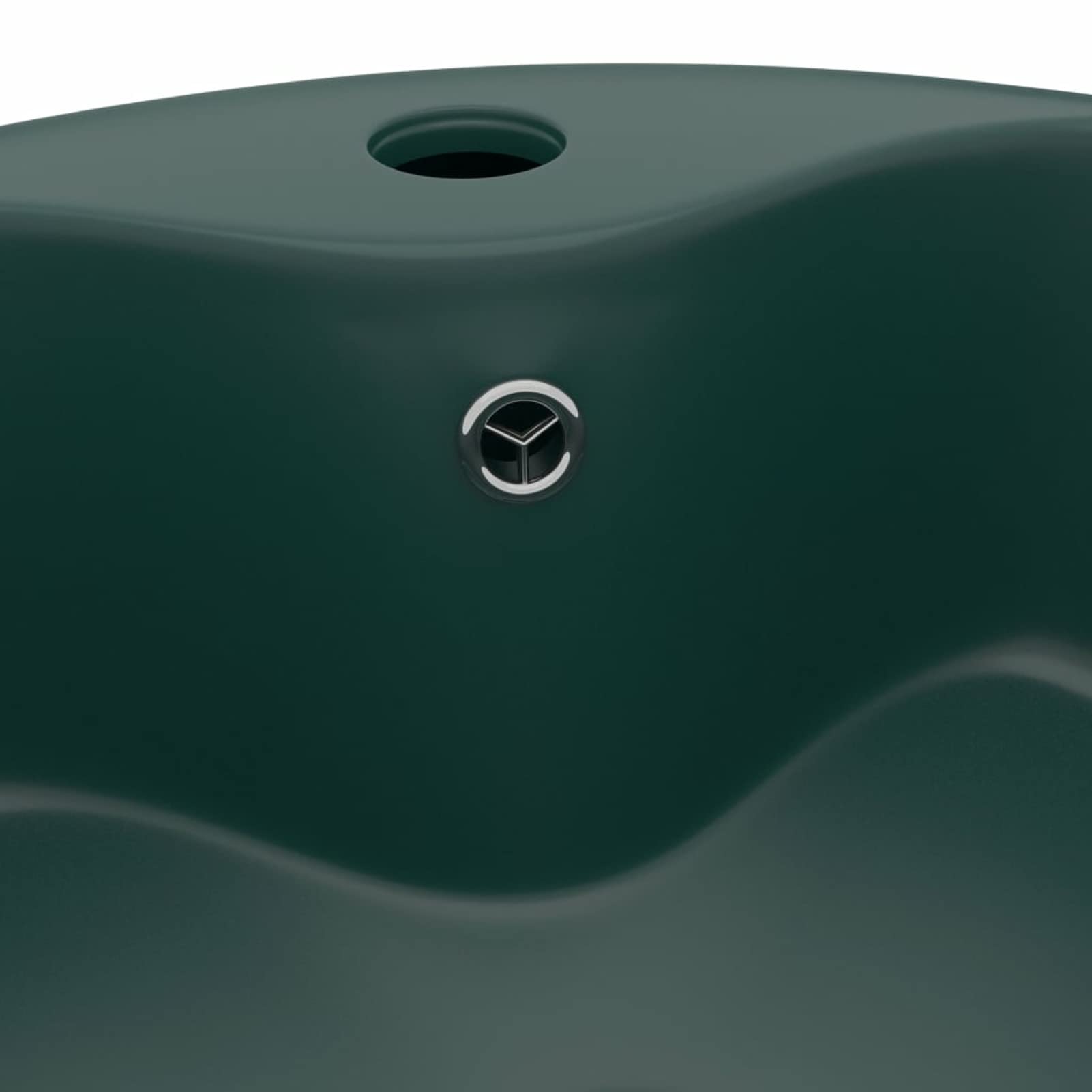 Gecheer Lavandino con Troppopieno,Lavabo da Appoggio in Ceramica,Lavandino da Appoggio,Lavabo in Ceramica,Lavello per Bagno,Cosmetici o Toilette,Lavandino Rotondo Verde Scuro Opaco 36x13 cm