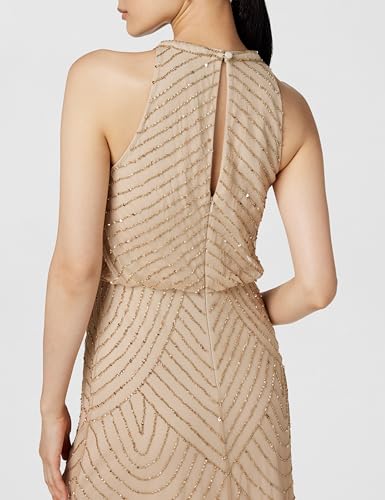 Image of Adrianna Papell Womens Halter Blouson Beaded Gown